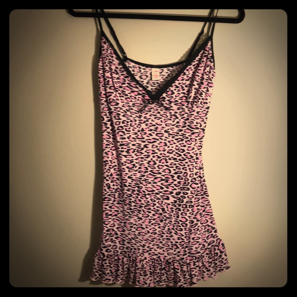 CANDIES PINK LEOPARD PRINT CHEMISE WITH PANTY